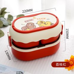 法漫玫 饭盒卡通双层分格学生上班族餐盒便携大容量可微波炉便当盒