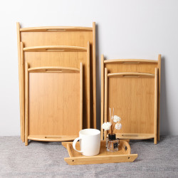 日式竹托盘长方形家用放茶杯双耳茶几茶盘餐具餐盘子