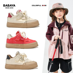 Babaya 儿童板鞋女童百搭低帮鞋2025春秋新款亲子鞋耐磨魔术贴板鞋