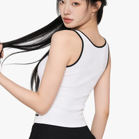 千奈美 竖纹弹力修身 珍珠白 L 男士背心