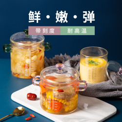 耐高温玻璃罐冰糖带高颜值透明杯玻璃杯工具带家用耐热带盖子梨罐
