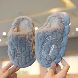 儿童棉拖鞋冬男童女童家居室内可爱卡通加绒毛拖鞋耐脏 宝宝棉鞋