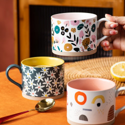 高颜值马克杯陶瓷杯子设计小众家用早餐杯ins风咖啡杯水杯