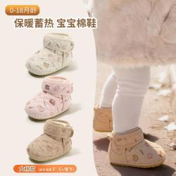 冬季宝宝加绒雪地靴0-2岁加厚防滑软底女宝宝冬季学步鞋