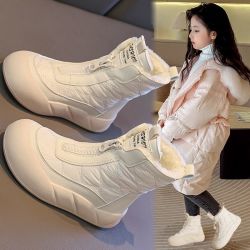 女童雪地靴2026秋冬爆款韩版洋气拉链穿脱厚棉短靴保暖加绒棉靴