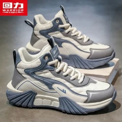 回力 夏季新款拼色高帮皮面潮流休闲鞋百搭厚底增高耐磨防滑运动鞋