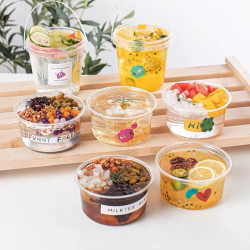 冰粉烧仙草透明碗带盖批发摆摊打包盒商用盒子塑料餐盒一次性打包