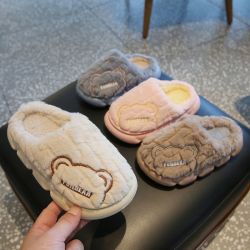儿童棉拖鞋男童秋冬季家居室内外可爱卡通保暖防滑毛毛鞋女童拖鞋