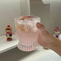 竖纹水杯高颜值玻璃杯家用儿童牛奶果汁饮料餐杯条纹韩式咖啡杯子