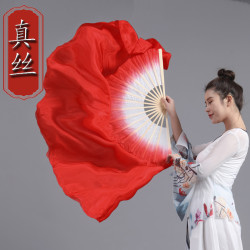 跳舞扇中国风真丝江山双面大红色广场舞秧歌舞蹈扇成人儿童舞蹈扇