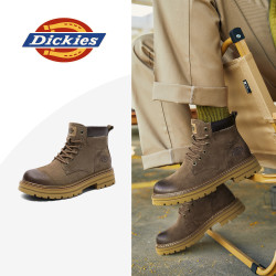 Dickies 复古休闲马丁靴男新款夏季真皮增高厚底防滑高帮工装男靴
