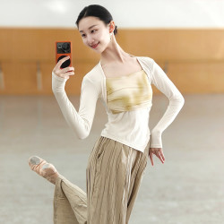 古典舞蹈服女春夏中国风练功服舞蹈服现代舞演出服长袖水墨上衣