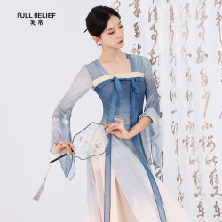 芙帛古典舞蹈服女夏季汉服齐胸破裙中国舞练功服飘带长款身韵纱衣