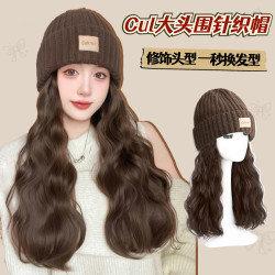 女百搭保暖针织帽显脸小时尚帽子假发
