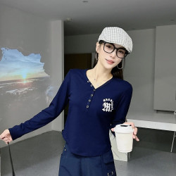 广场舞上装新品长袖早秋V领显瘦上衣气质时尚百搭洋气女C210