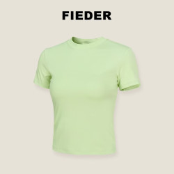 Fieder/翡勒夏季休闲运动健身修身短袖瑜伽柔软透气弹力圆领排汗