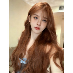 小微专属-假发自然女长发脏橘色长卷发空气刘海羊毛卷网红jk造型