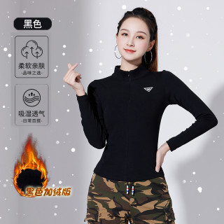 VF 2025春季薄绒广场舞服装新款半拉链上衣修身打底衫TZM