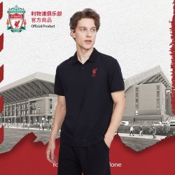 LIVERPOOL FC 利物浦俱乐部 | 黑色休闲POLO衫球迷黑短袖T恤足球