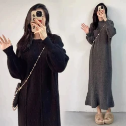 时尚孕妈秋冬圣诞细闪加厚气质显瘦针织毛衣孕妇装鱼尾长裙