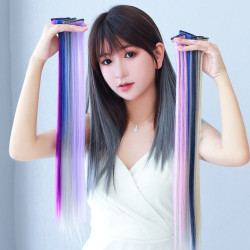 彩色挂耳染假发片挂耳彩色假发卡发排接发挑染漂染发渐变色丝假发