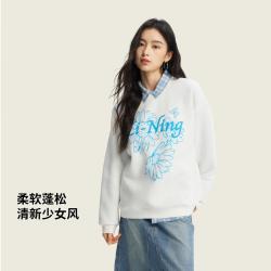 李宁 卫衣女士运动生活系列套头衫长袖圆领女装上衣春季休闲运动服