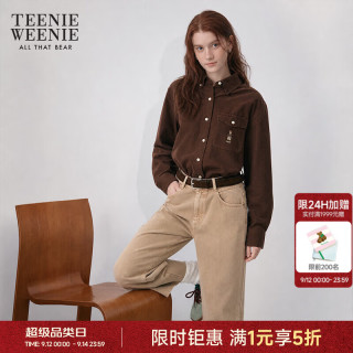 今日必买：TEENIE WEENIE 小熊女装衬衫秋冬季简约大方时尚刺绣长袖内搭衬衣 棕色