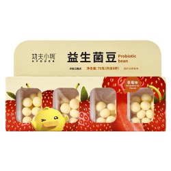 功夫小鸭 益生菌豆儿童零食草莓味香蕉酸奶乳酸菌糖豆豆零嘴76g/盒