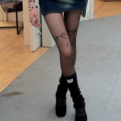 FOURDATRY 网红爆款黑色蝴蝶秋冬加厚女大码防勾丝性感黑透肤美腿连裤袜