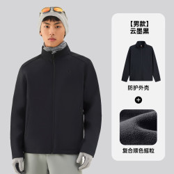 探拓 防风防泼水 男士软壳衣 云墨黑 S