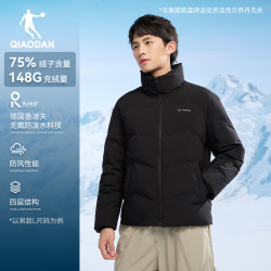 乔丹 羽绒服男外套春季保暖防风防泼水防寒运动休闲羽绒 黑色 014R L