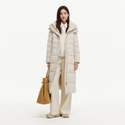 坦博尔 高充绒量女长款过膝收腰羽绒服