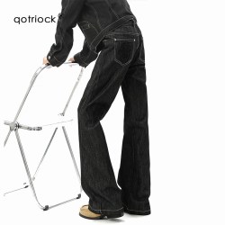 QOTRIOCK 原牛13盎司痞帅微喇牛仔裤男女秋季cleanfit刺绣高街直筒休闲长裤
