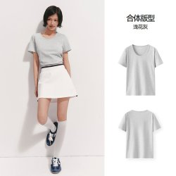 森马 修身纯色圆领短袖T恤 女装