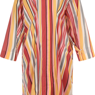 ZARA 女士纯棉竖纹深V领连衣裙