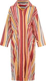 ZARA 女士纯棉竖纹深V领连衣裙