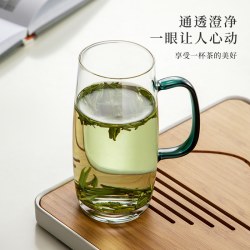 忆壶茶 玻璃杯泡茶杯加厚耐热绿茶专用杯带把手男士办公室喝水杯