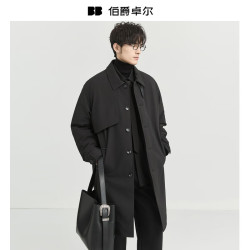伯爵卓尔 羽绒服男士中长款防风马肯领派克那不勒斯冬季风衣 咖啡色  XL (180)