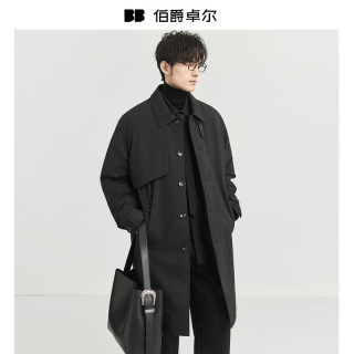 伯爵卓尔 羽绒服男士中长款防风马肯领派克那不勒斯冬季风衣 咖啡色  XL (180)