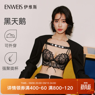伊维斯 睫毛蕾丝性感甜辣可拆式聚拢胸垫女内衣美背侧收可外穿