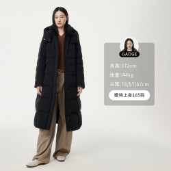 坦博尔 长款加厚连帽羽绒服外套TBF530872Z 黑色