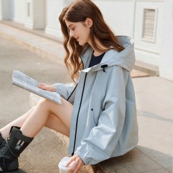 唐狮 2026外套女款夹克冲锋上衣新款巨好看蓝色小个子春秋外套连帽
