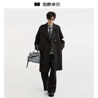 伯爵卓尔 远红外发热抗皱 黑色 XL 男士风衣