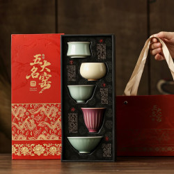 故宫文创非遗五大名窑茶杯茶具高档礼盒装品茗杯 五大名窑杯