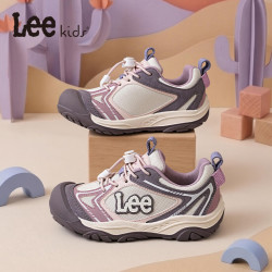 Lee 童鞋秋季新款儿童透气跑步鞋女童百搭登山运动鞋男大童 粉紫