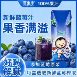 百宝库 蓝莓汁浓缩解暑冷藏特色夏季小瓶饮品料果汁整箱200ml*10盒