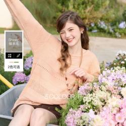 三彩 2026夏秋款镂空提花针织衫圆领毛衫宽松长袖套头女F