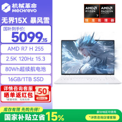 机械革命 无界15X 暴风雪/R7-H255/16G/1T/2.5K/120Hz
