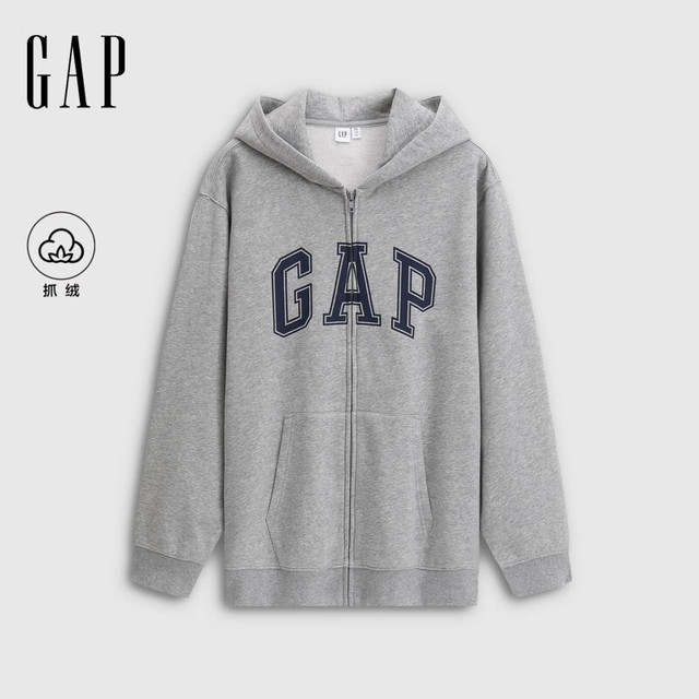 Gap 男女装秋款Logo印花宽松抓绒连帽卫衣