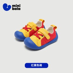 迷你巴拉 巴拉宝宝帆布鞋男女童防湿滑魔术贴布鞋子年秋季